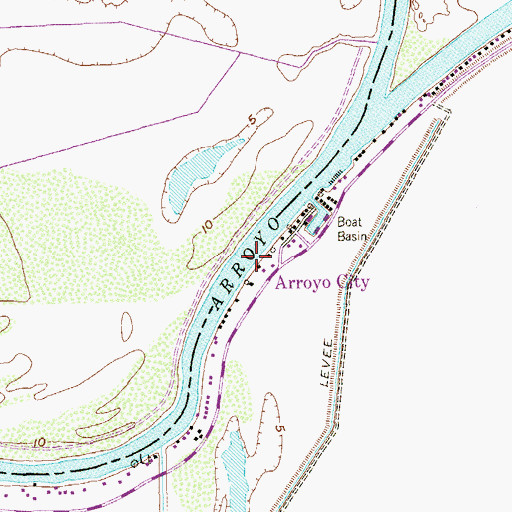 Topographic Map of Arroyo City RV Resort Marina, TX