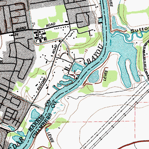 Topographic Map of Baytown Marina, TX