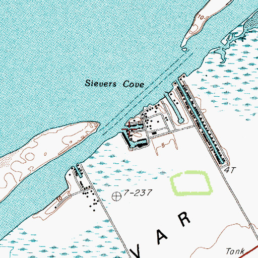 Topographic Map of Bolivar Yacht Basin Marina, TX