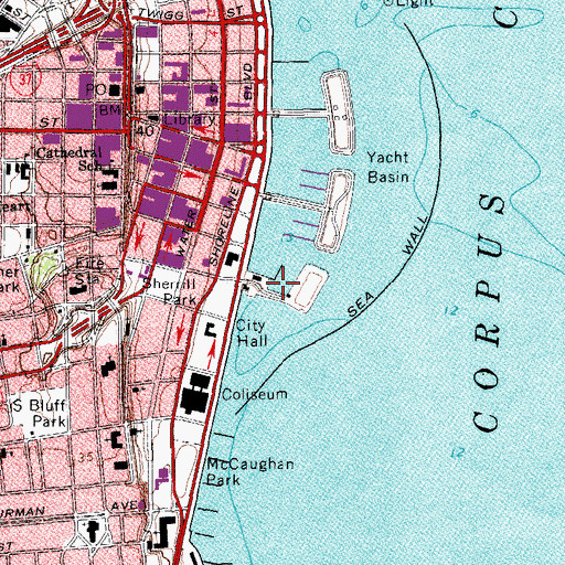Topographic Map of Corpus Christi Yacht Club Marina, TX