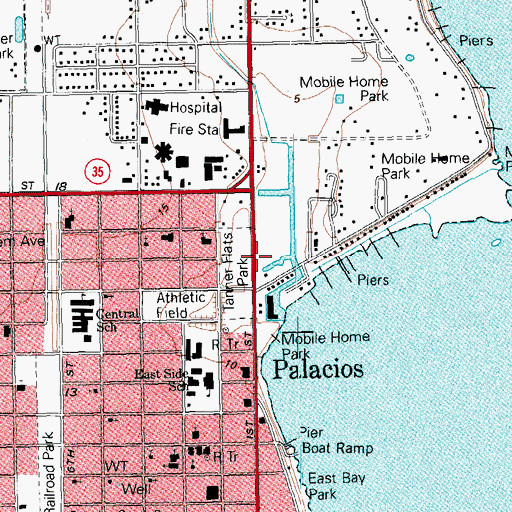 Topographic Map of East Bay Yacht Harbor Marina, TX