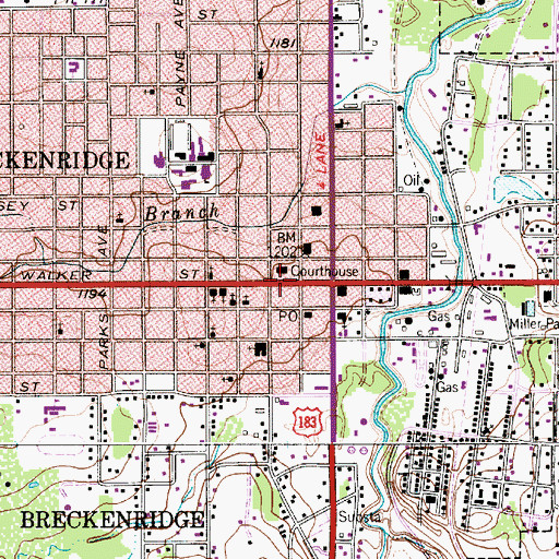 Topographic Map of Stephens County Courthouse, TX