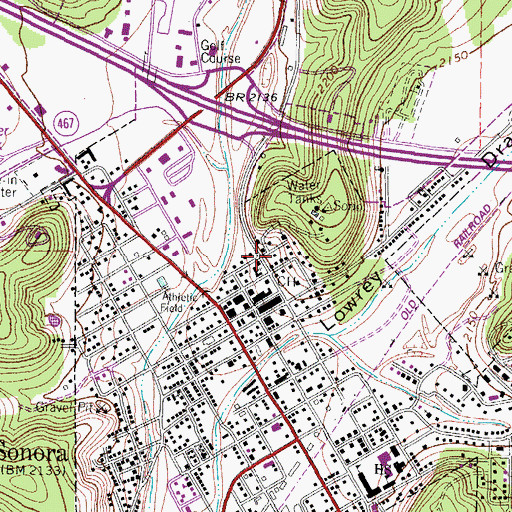 Topographic Map of Sutton County Courthouse, TX
