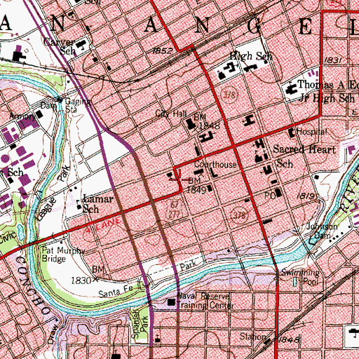 Topographic Map of Tom Green County Courthouse, TX