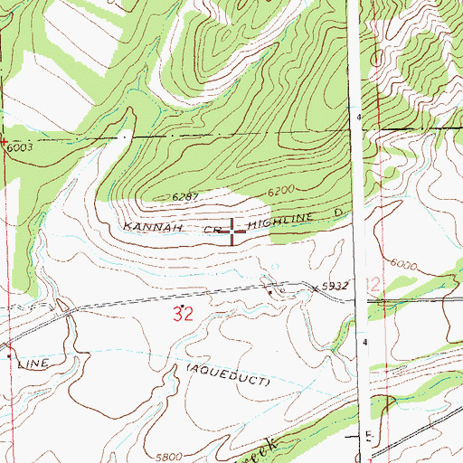Topographic Map of Kannah Creek Highline Ditch, CO