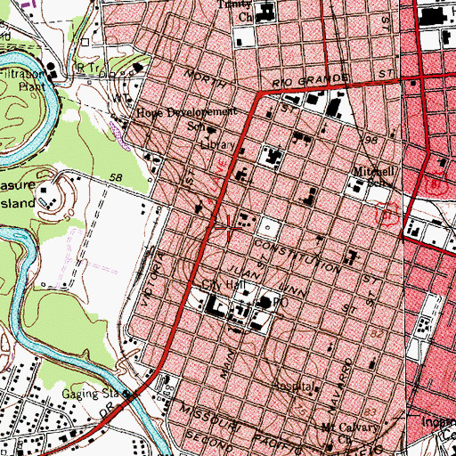 Topographic Map of Victoria County Courthouse, TX