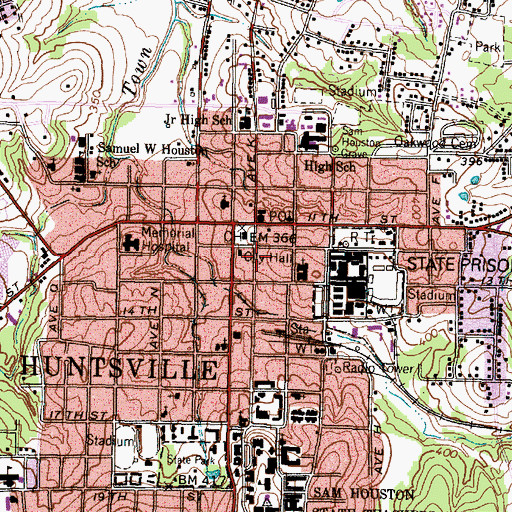 Topographic Map of Walker County Courthouse, TX