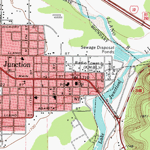 Topographic Map of Kimble County Courthouse, TX
