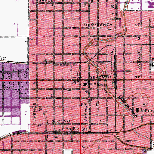 Topographic Map of Matagorda County Courthouse, TX
