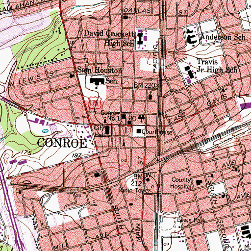 Topographic Map of Montgomery County Courthouse, TX