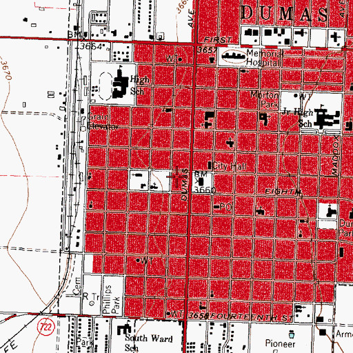Topographic Map of Moore County Courthouse, TX