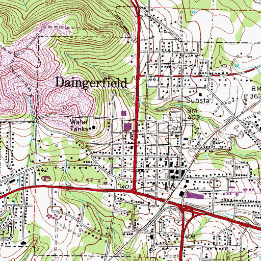 Topographic Map of Morris County Courthouse, TX