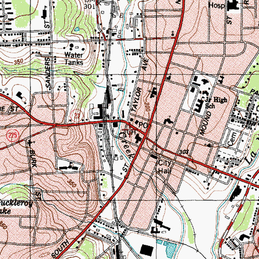 Topographic Map of Nacogdoches County Courthouse, TX