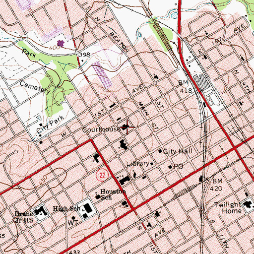 Topographic Map of Navarro County Courthouse, TX