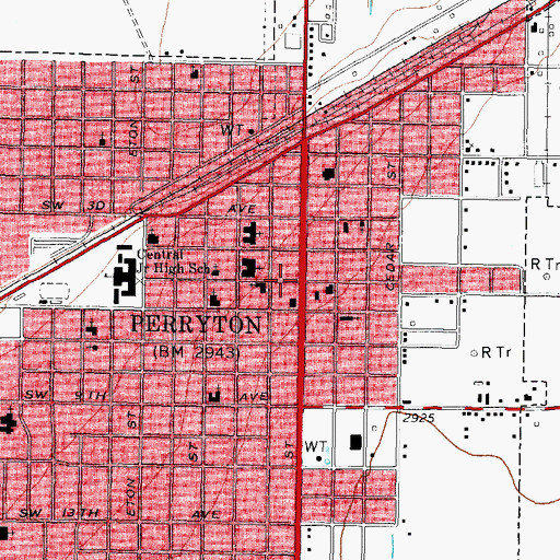 Topographic Map of Ochiltree County Courthouse, TX