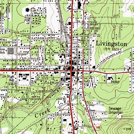 Topographic Map of Polk County Courthouse, TX