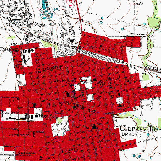 Topographic Map of Red River County Courthouse, TX