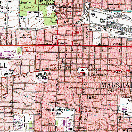 Topographic Map of Harrison County Courthouse, TX