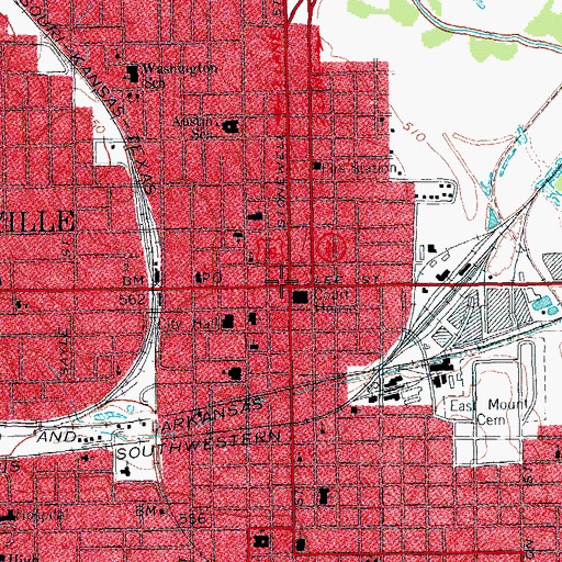 Topographic Map of Hunt County Courthouse, TX