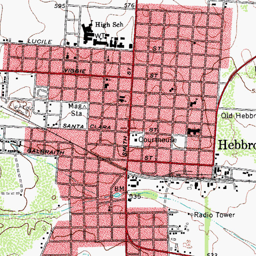 Topographic Map of Jim Hogg County Courthouse, TX