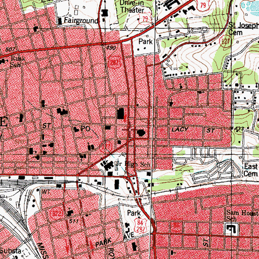 Topographic Map of Anderson County Courthouse, TX