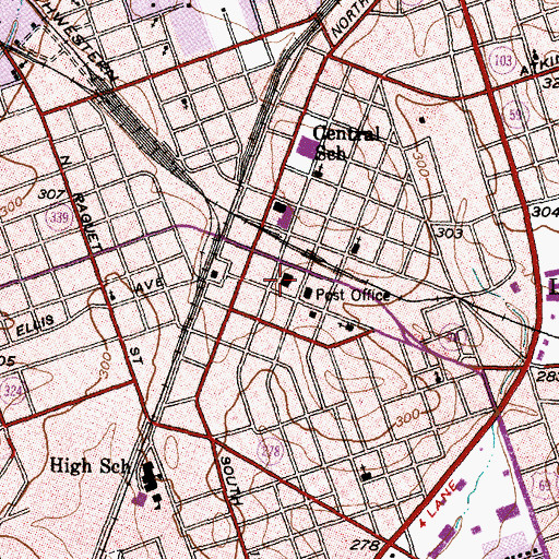 Topographic Map of Angelina County Courthouse, TX