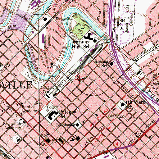 Topographic Map of Cameron County Courthouse, TX
