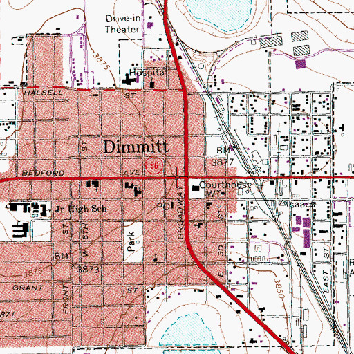 Topographic Map of Castro County Courthouse, TX