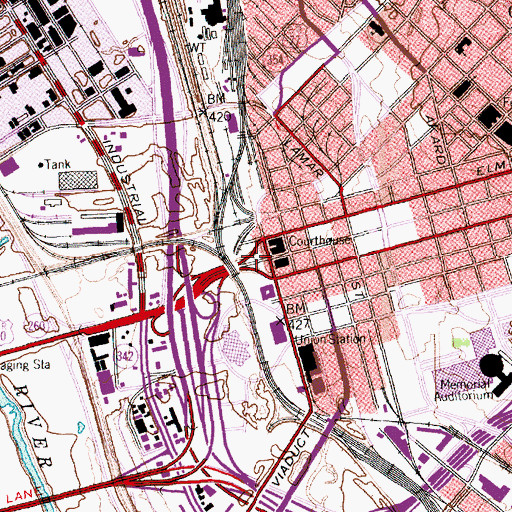 Topographic Map of Dallas County Courthouse, TX