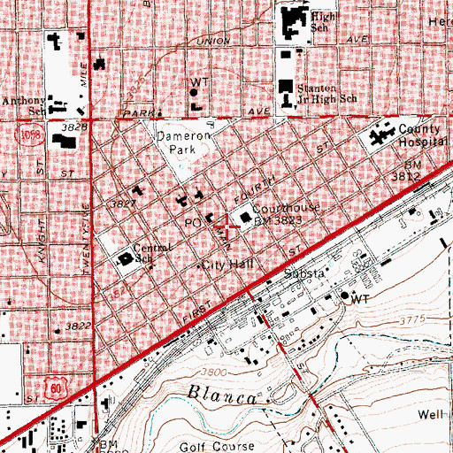 Topographic Map of Deaf Smith County Courthouse, TX