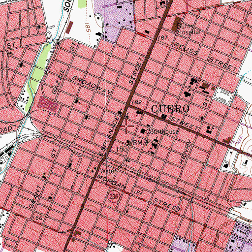 Topographic Map of DeWitt County Courthouse, TX