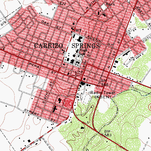 Topographic Map of Dimmit County Courthouse, TX