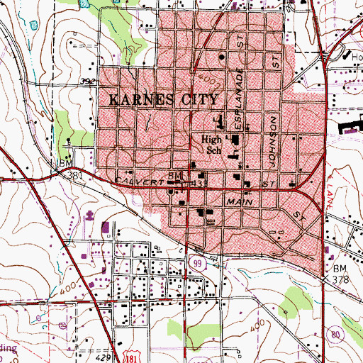 Topographic Map of Karnes County Courthouse, TX