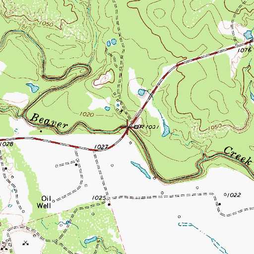 Topographic Map of Beaver Creek Bridge, TX
