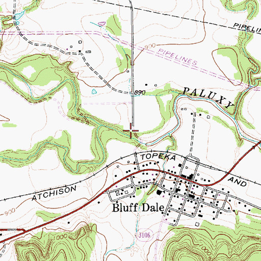 Topographic Map of Bluff Dale Suspension Bridge, TX