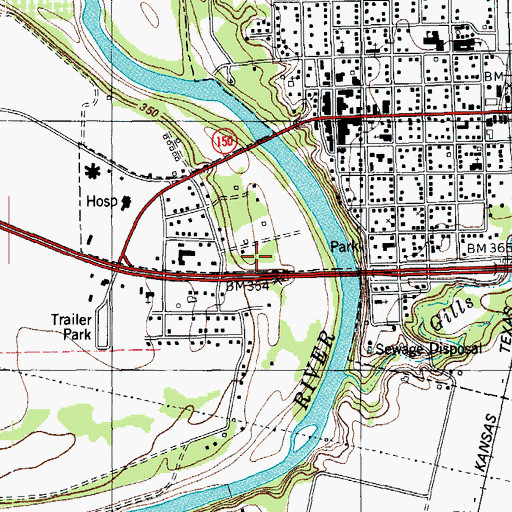 Topographic Map of Colorado River Bridge, TX