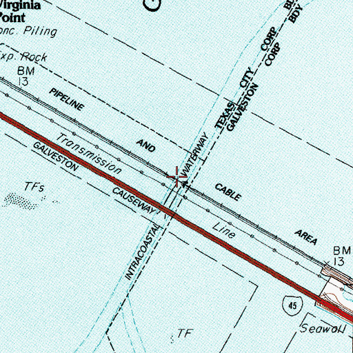 Topographic Map of Galveston Causeway, TX