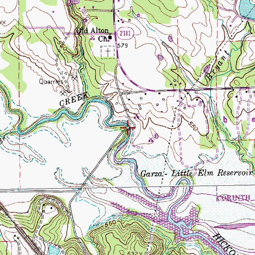 Topographic Map of Old Alton Bridge, TX