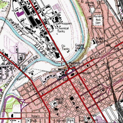 Topographic Map of Paddock Viaduct, TX