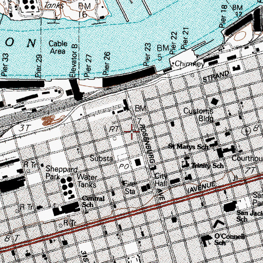 Topographic Map of Model Laundry, TX