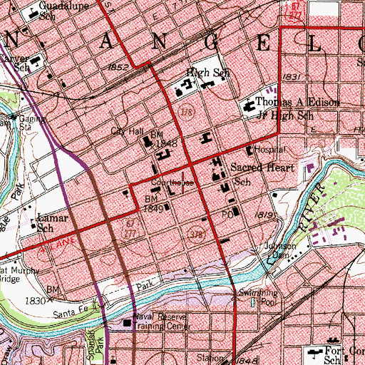 Topographic Map of Montgomery Ward Building, TX