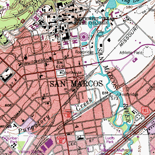 Topographic Map of Moore Grocery Company, TX
