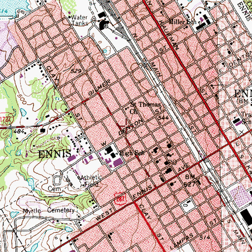 Topographic Map of Moore House, TX