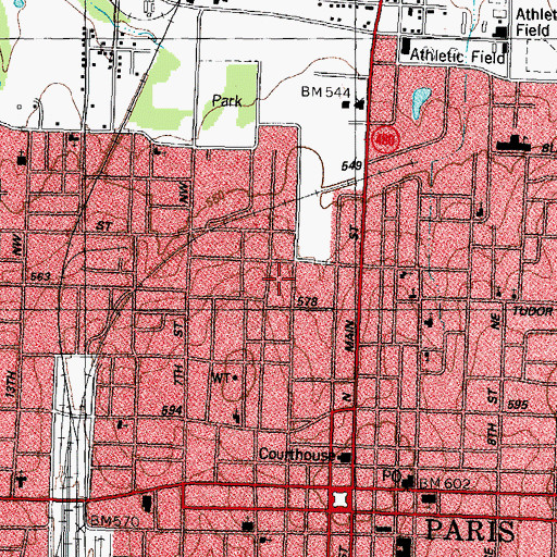 Topographic Map of Morris-Moore House, TX