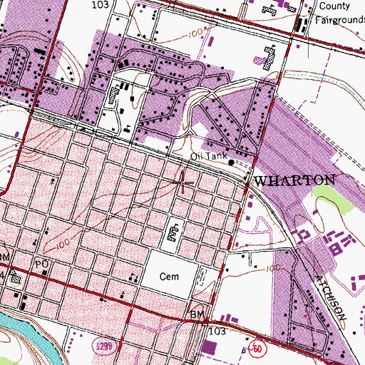 Topographic Map of Merrill-Roten House, TX