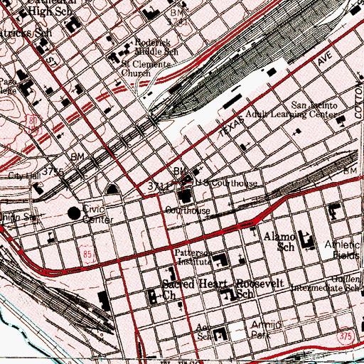 Topographic Map of Mexican Consulate Building, TX