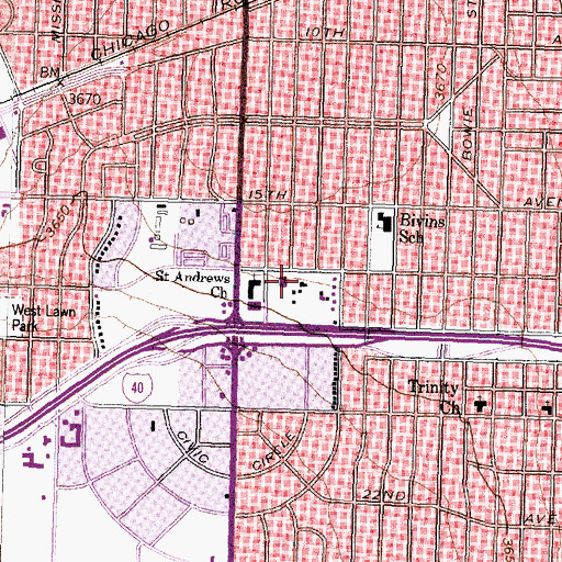 Topographic Map of Miles and Myda Bivins House, TX