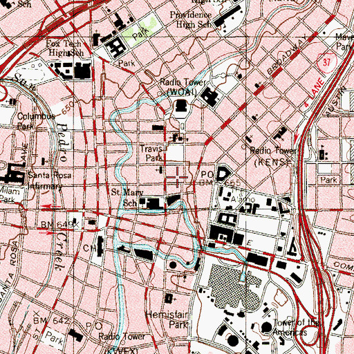 Topographic Map of Maverick Building, TX