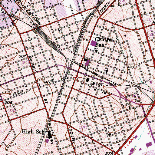 Topographic Map of McClendon-Abney Hardware Company, TX