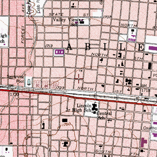 Topographic Map of McDonald Hall, TX